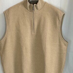 NWOT Carnoustie Men's 100% Cotton Mock Neck 1/4 Zip Lined Vest - Tan - Size XL